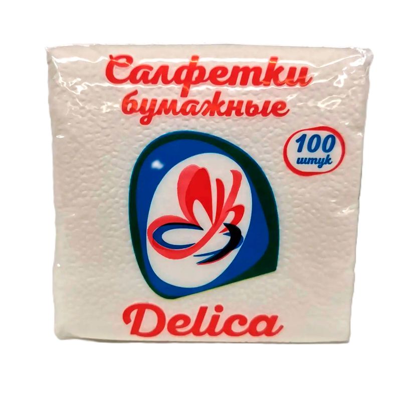 Салфетки бумажные Делика однослой 100шт