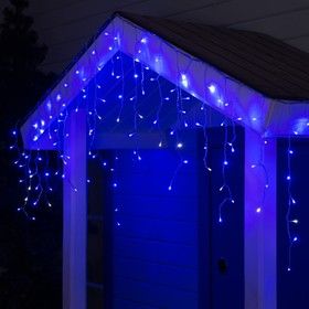 Гирлянда Бахрома 3*0,6м прозр нить,свеч синее