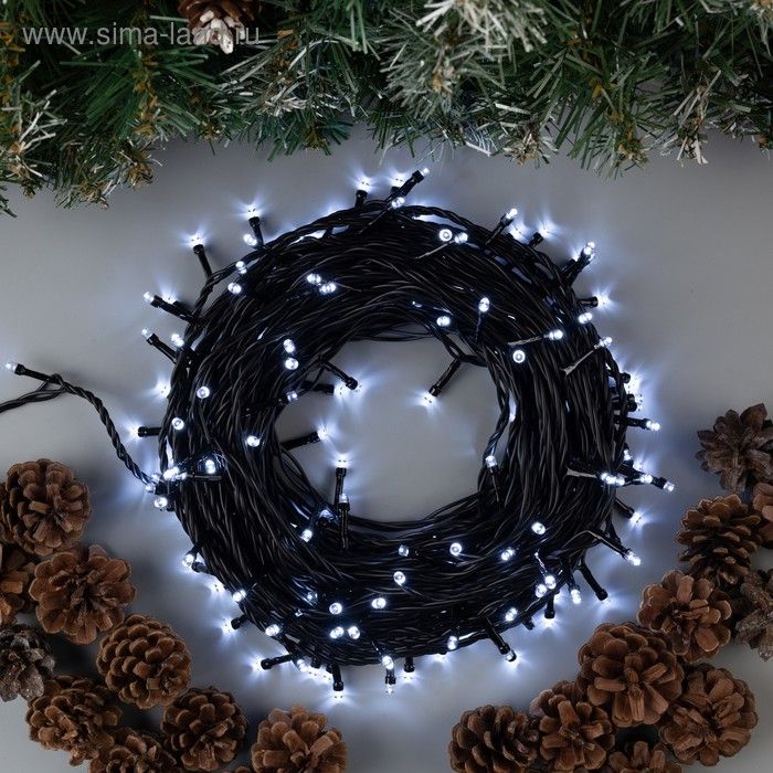 Гирлянда Нить IP44 20м темная нить 200LED, 8реж белое свечение.