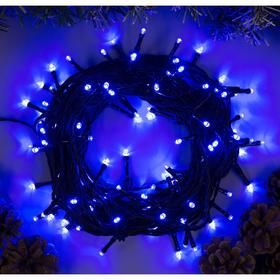 Гирлянда Нить 10м темная нить 100 LED синее св