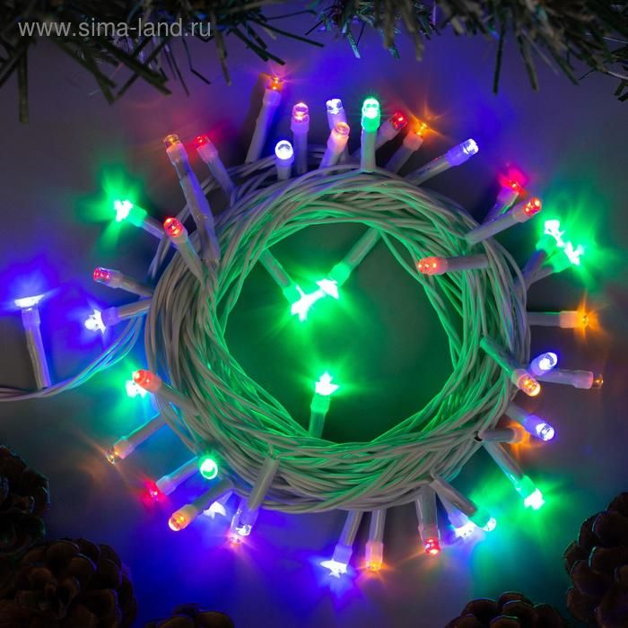 Гирлянда Нить 5м белая нить, 50LED, 8 реж мульти свеч. IP20