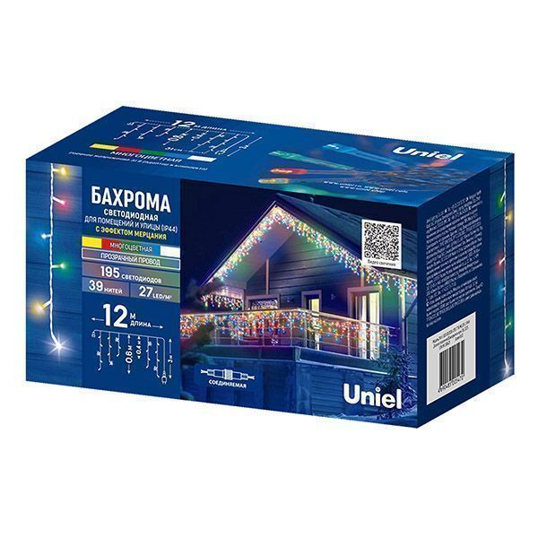 Гирлянда Бахрома свет. мерц. 12м 195св. мульти ULD-B12006-195/TTK IP44 Uniel 