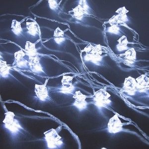 Гирлянда-нить "Льдинки" 40LED, 4м, 8реж прозр.шнур IP20