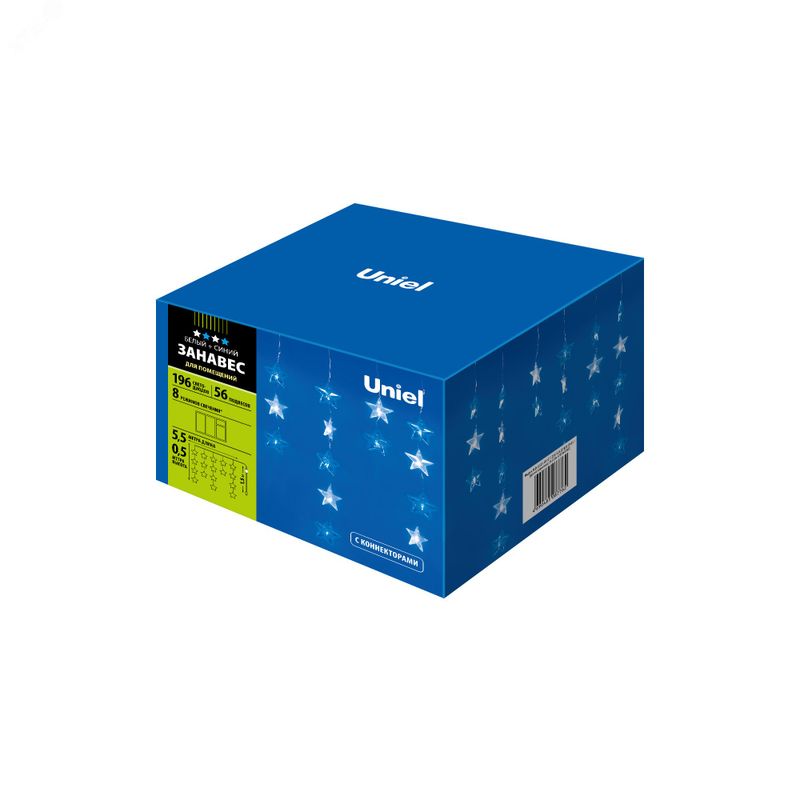 Занавес светод. Звёздочки-1 5,5х 0,5м IP20 ULD-E5505-196/DTK WHITE-BLUE 