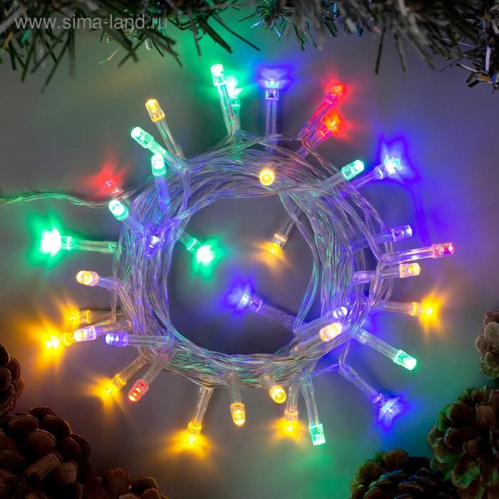 Гирлянда Нить IP20 4м прозрач нить  40LED, мульти