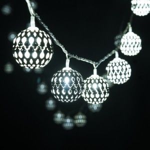 Гирлянда-нить "Шарики метал" 20LED, хром/хол., эф. мерцания.
