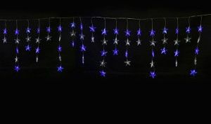 Гирлянда-занавес Звездочк IP20 син/б5,5*0,5/56нит 8реж.