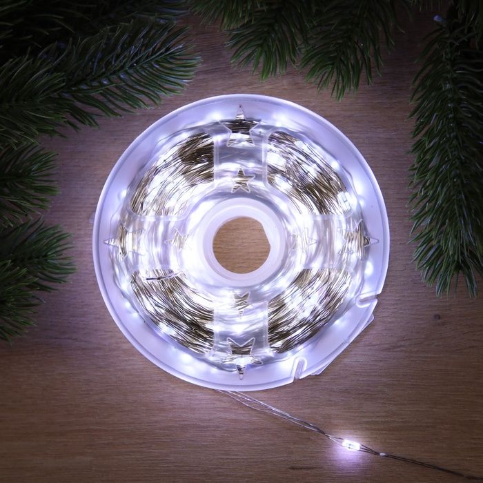Гирлянда "Нить" 100м роса, IP44, серебристая нить,1000LED, белое