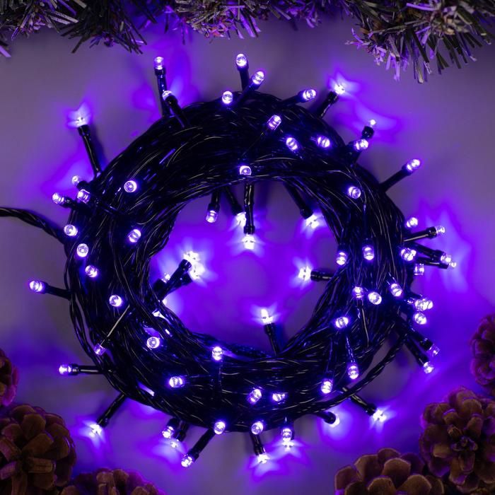 Гирлянда Нить 10м темная нить 100 LED фиолетовое свечение IP20