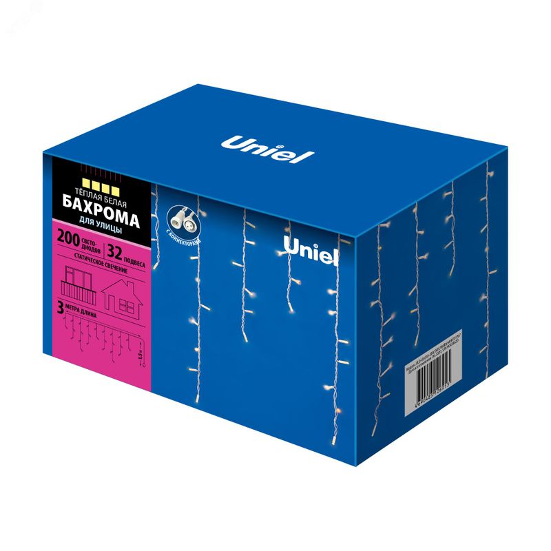 Бахрома светод стат свечение 3м 200 светод ULD-B3010-200/SWK IP67