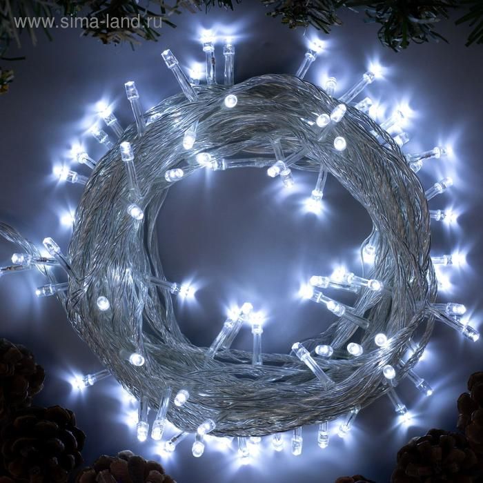Гирлянда Нить 10м прозрач. нить 100LED 8 реж белое свеч. IP20