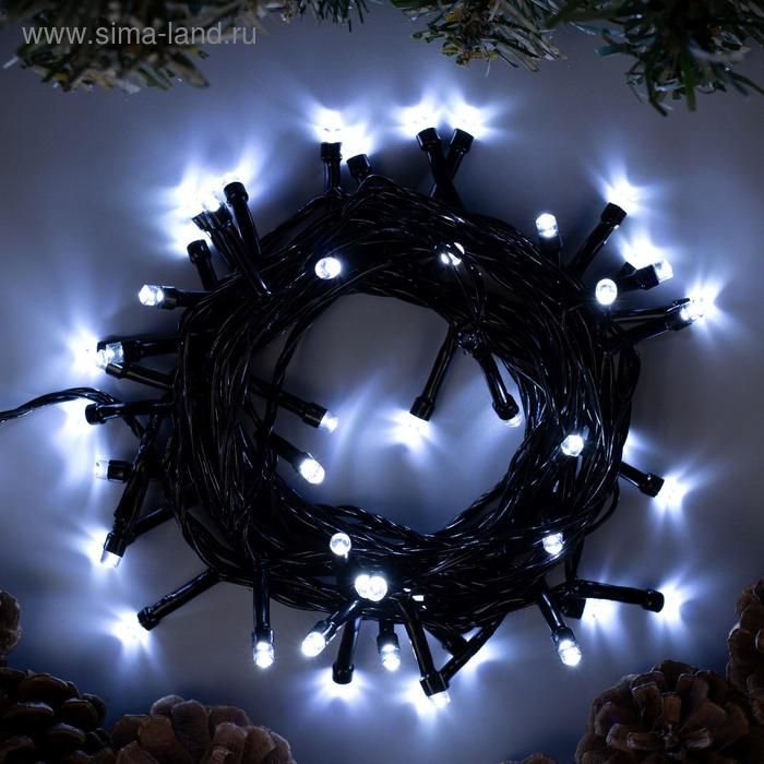 Гирлянда Нить 5м темная нить, 50LED, 8 реж, белое свеч.
