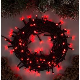 Гирлянда Нить 10м темная нить 100 LED красное св