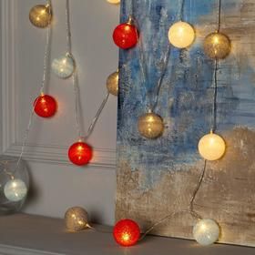 Гирлянда Нить 5м с насадками"Клубки крас-гол"20LED